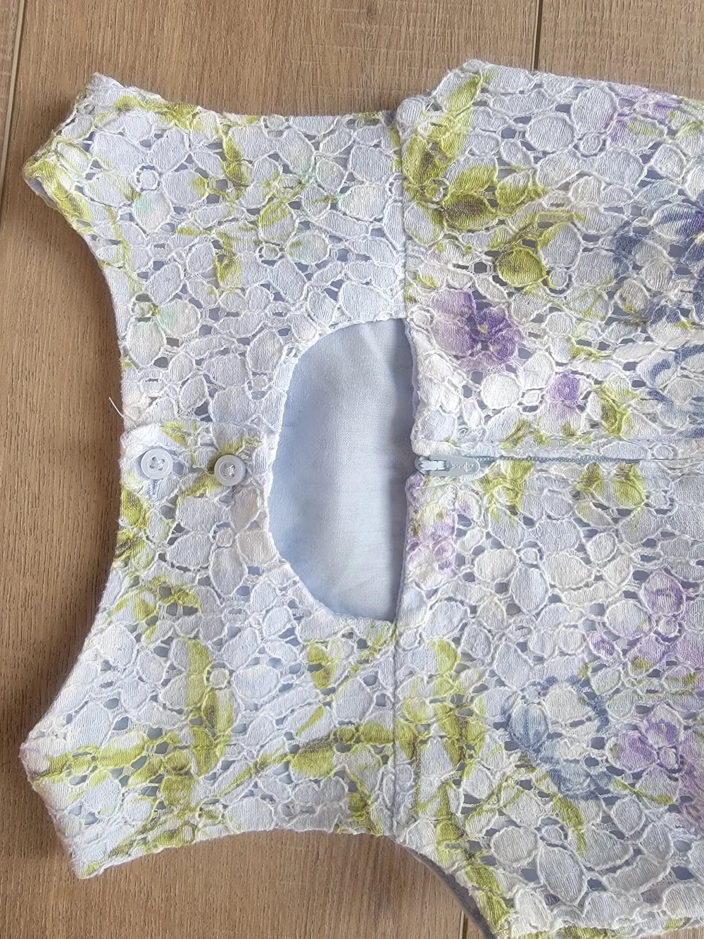 The Children's Place Girls Floral Lace A-Line Dress Light Blue Purple Size 6